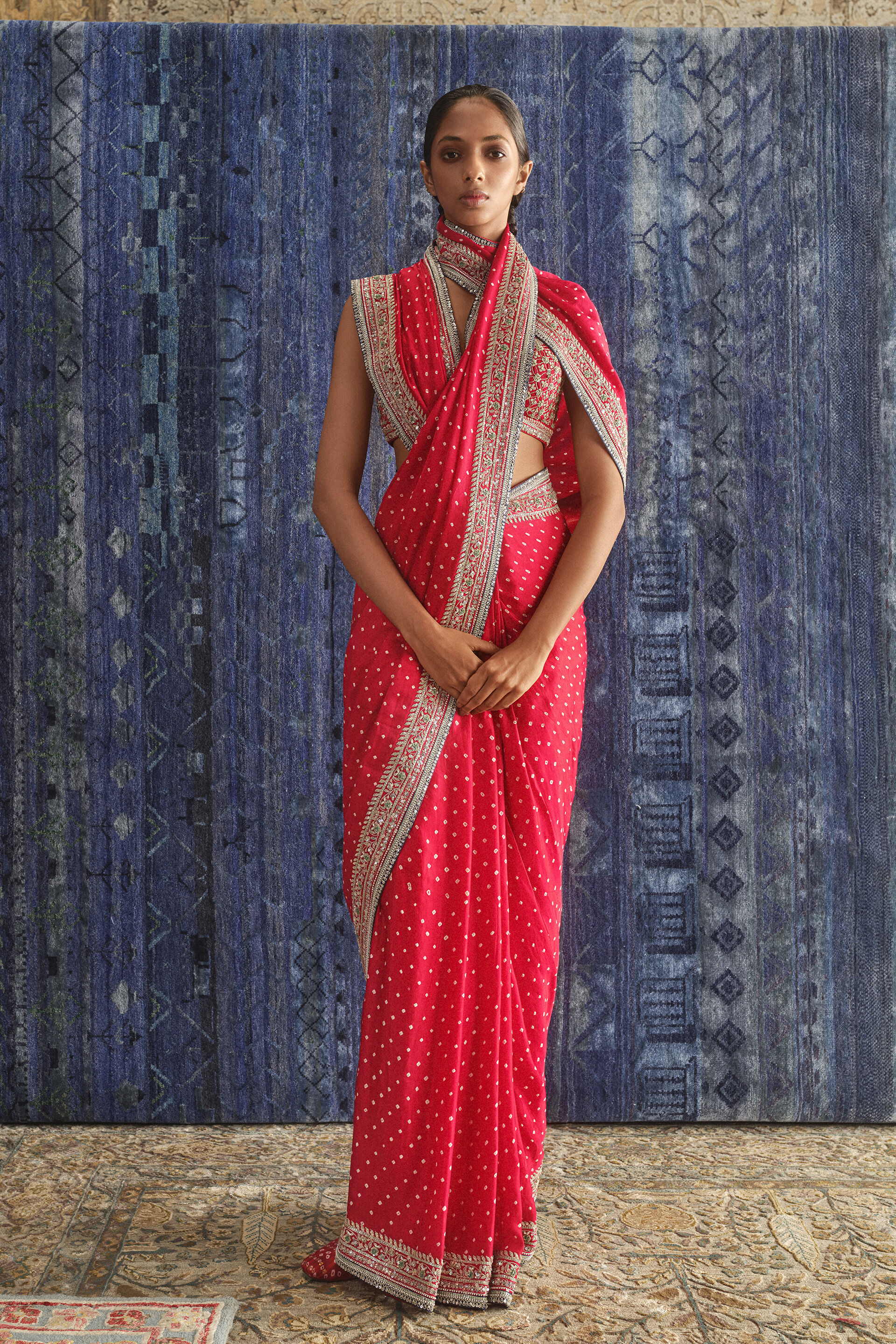 Sulohita Handcrafted Bandhani Silk Saree - Red